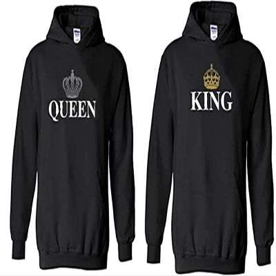 Southern Sisters His Queen Matching Couples Hoodie For Her Small Black
