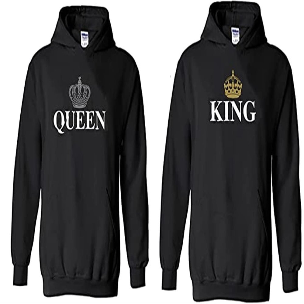 Southern Sisters His Queen Matching Couples Hoodie For Her Small Black