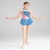 Oyolan Kids Girls Shiny Rhinestone Floral Sleeveless Figure Skating Dress Gymnastics Leotard Ballet Dance Dress Costume Grey Blue C 6 Years view 3
