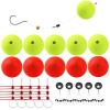 Dovesun 20pcs Slip Fishing Bobber Fishing Float Slip Fishing Rig Rubber Bobber Stoppers for Crappie Panfish Walleyes Trout Bass Fishing 1.06in (27mm) Red-Yellow view 1
