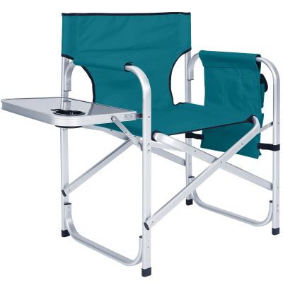 ABCCANOPY Folding Directors Chair Outdoor Camping Chair Makeup Artist Chair with Side Table & Pockets, Lake Blue