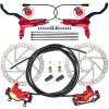 CooMeng Zoom HB876E 2-PIN 4-Pistons E-Bike Electric Power-Off Hydraulic Brake Set with 180mm Rotors, Pre-Bled Hydraulic Disc Brake Caliper Lever for eBike (Included Mounting Adapter) - Red view 1