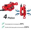 CooMeng Zoom HB876E 2-PIN 4-Pistons E-Bike Electric Power-Off Hydraulic Brake Set with 180mm Rotors, Pre-Bled Hydraulic Disc Brake Caliper Lever for eBike (Included Mounting Adapter) - Red view 3