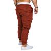 Partys Cargo Mens Vintage with Pockets Plus Size Cargo Regular Fit Breathable Straight Leg Retro Solid Elasticated Waist Festival Pants Male A-Brown view 3