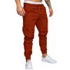 Fit Festival Breathable Cargo Man Tapered Belt Retro Frill Cargo Soft Exercise Plus Size Solid Joggers Mens A-Brown view 1