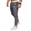 SERYU Working Soft Frill Man Plus Size Regular Breathable Straight Leg Retro Solid Elasticated Waist Festival Men, A-light Gray view 3