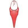 Vxuxlje Women's One Piece Lingerie Swimwear See Through Sheer Mesh Body Suits High Cut Bathing Suit Red B One Size view 4