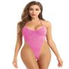 Vxuxlje Women's One Piece Lingerie Swimwear See Through Sheer Mesh Body Suits High Cut Bathing Suit Rose B One Size view 1