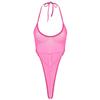 Vxuxlje Women's One Piece Lingerie Swimwear See Through Sheer Mesh Body Suits High Cut Bathing Suit Rose B One Size view 3