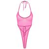 Vxuxlje Women's One Piece Lingerie Swimwear See Through Sheer Mesh Body Suits High Cut Bathing Suit Rose B One Size view 4
