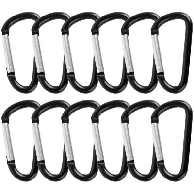 TOPTIE 48PCS Carabiner Keychain, 3 Inch Aluminum D Ring Clips, Spring Snap Hook - Black