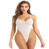 Vxuxlje Women's One Piece Lingerie Swimwear See Through Sheer Mesh Body Suits High Cut Bathing Suit White B One Size view 1