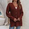 tuduoms Womens Long Sleeve Cardigan Sweaters with Side Slit Fall Fashion Chunky Knit Loose Lighweight Button Up Sweater Coats view 2