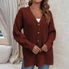 tuduoms Womens Long Sleeve Cardigan Sweaters with Side Slit Fall Fashion Chunky Knit Loose Lighweight Button Up Sweater Coats view 3