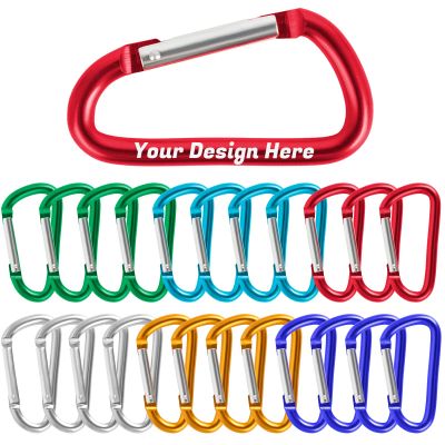 TOPTIE 24PCS Custom Carabiners Clips, Mini Engraved Carabiner Keychain Heavy Duty 3Inch D Shape - Assorted