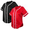 TopTie 2 Pack Women's Baseball Jersey Softball Jersey Button Down Shirts-Black red-XS view 1
