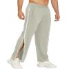 Deyeek Mens Tear Away Basketball Pants Side Zippers Snap Full Open Bottom Breakaway Sweatpants with Zipper Legs Post Surgery Pant Light Grey view 1