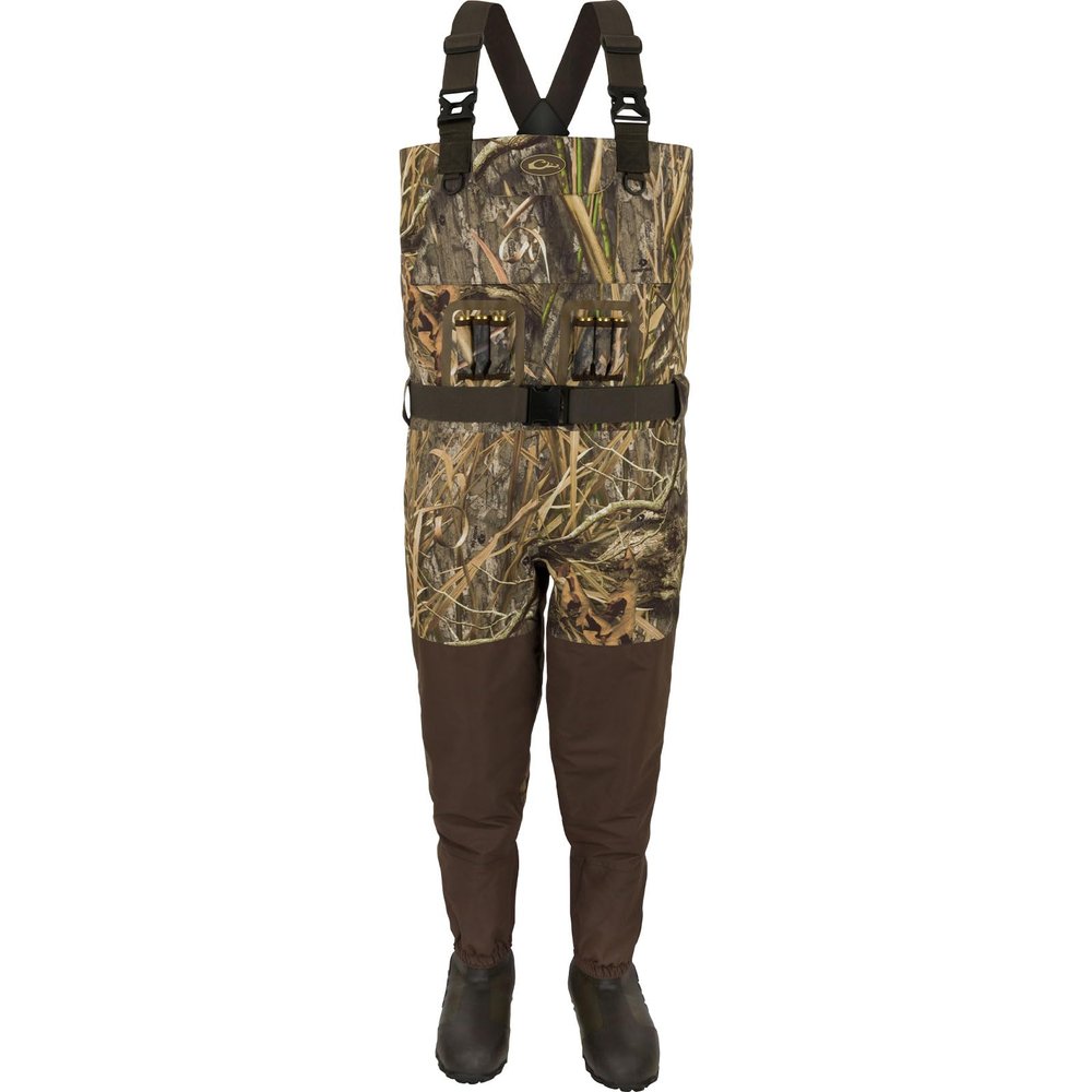 DRAKE WATERFOWL Men's Uninsulated Guardian Elite Vanguard Breathable Hunting & Fishing Durable Waterproof Windproof Waders, Mossy Oak Shadow Grass Habitat, Upper - L/Boot - 10