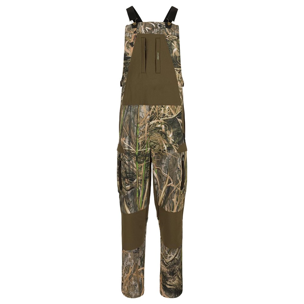 Drake Waterfowl Men's MST Tech Stretch Lightweight Durable Reinforced Camo Hunting Bib, Mossy Oak Shadow Grass Habitat, Large