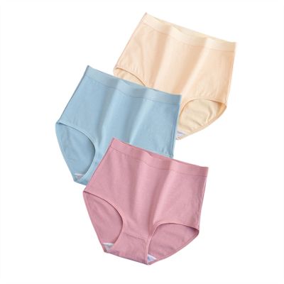 3 Pcs/Lot Cotton Underwewar Women High Waist Panties Comfortable Solid Color Underpants Plus Size M-XXXL (Color : 11, Size : X-Large)