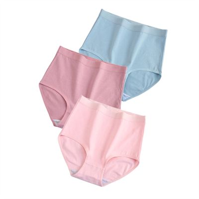 3 Pcs/Lot Cotton Underwewar Women High Waist Panties Comfortable Solid Color Underpants Plus Size M-XXXL (Color : 18, Size : XX-Large)