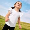 Sanpersonlin Toddler Baby Girl Solid Color T Shirt Kids Blouse Basic Plain Ruffle Top Cotton Casual Clothes (0021B-Short Sleeve White, 4-5 Years) view 2