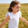 Sanpersonlin Toddler Baby Girl Solid Color T Shirt Kids Blouse Basic Plain Ruffle Top Cotton Casual Clothes (0021B-Short Sleeve White, 4-5 Years) view 4