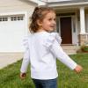 Sanpersonlin Toddler Baby Girl Solid Color T Shirt Kids Blouse Basic Plain Ruffle Top Cotton Casual Clothes (0020B-Long Sleeve White, 4-5 Years) view 4