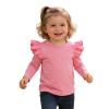 Sanpersonlin Toddler Baby Girl Solid Color T Shirt Kids Blouse Basic Plain Ruffle Top Cotton Casual Clothes (0020C-Long Sleeve Pink, 6-7 Years) view 1