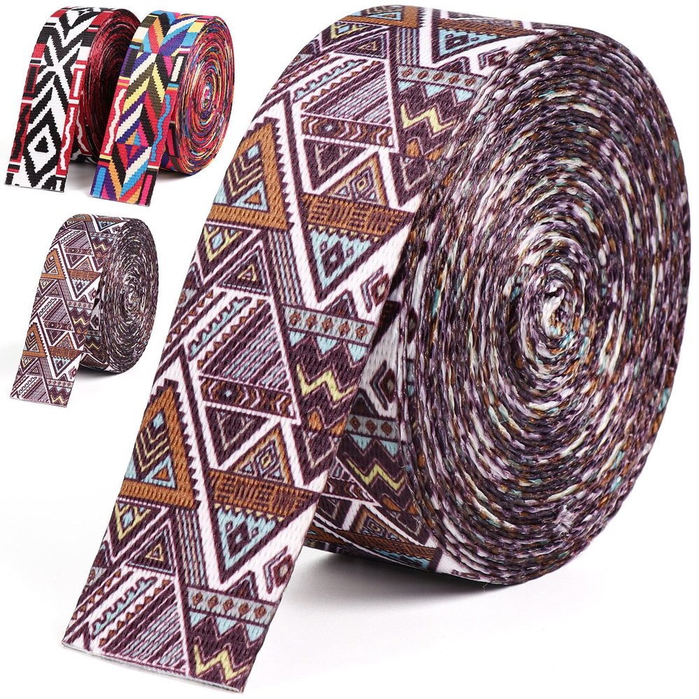 Purple Pattern Poly Webbing Straps - 1.5 inch x 6 Yards for Bags, Backpacks, Luggage, Pet Collars, Leashes, Seat Belts