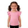 Sanpersonlin Toddler Baby Girl Solid Color T Shirt Kids Blouse Basic Plain Ruffle Top Cotton Casual Clothes (0021C-Short Sleeve Pink, 2-3 Years) view 1