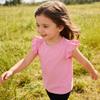 Sanpersonlin Toddler Baby Girl Solid Color T Shirt Kids Blouse Basic Plain Ruffle Top Cotton Casual Clothes (0021C-Short Sleeve Pink, 2-3 Years) view 2