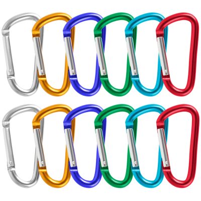 TOPTIE 48PCS Carabiner Keychain, 3 Inch Aluminum D Ring Clips, Heavy-Duty Hook - Assorted