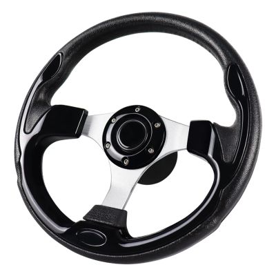 QYMOPAY 12.5inch, 3/4 Inch Axle Marine Steering Wheel Adapter, Anti-Slip Carbon Fiber Steering Wheel for Boats, Yachts, Pontoon Boats Black