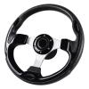 QYMOPAY 12.5inch, 3/4 Inch Axle Marine Steering Wheel Adapter, Anti-Slip Carbon Fiber Steering Wheel for Boats, Yachts, Pontoon Boats Black view 1