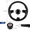 QYMOPAY 12.5inch, 3/4 Inch Axle Marine Steering Wheel Adapter, Anti-Slip Carbon Fiber Steering Wheel for Boats, Yachts, Pontoon Boats Black view 2