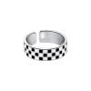 CHABER Real 925 Sterling Silver Rings Black White Glaze Checkers Opening Rings for Women Wedding Party Fine Jewelry view 1