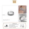 CHABER Real 925 Sterling Silver Rings Black White Glaze Checkers Opening Rings for Women Wedding Party Fine Jewelry view 2