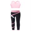 Huimingda Kid Girls 2 Piece Dance Outfits Sports Bra Crop Tank Top Athletic Leggings Set Gymnastics Tracksuit Pink 10 Years view 4