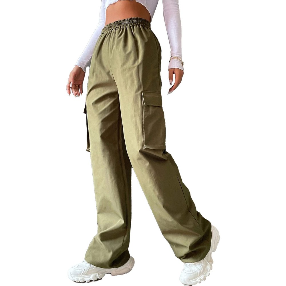 Women's Cargo Pants High Waist Sweatpants Straight Pants Work Pants Hiking Pants Casual Outdoor Long Pants(XL-OD green)