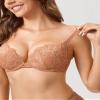 DOBREVA Women's Lace Push Up Bra Underwire Plunge Cream Coffee 36C view 3
