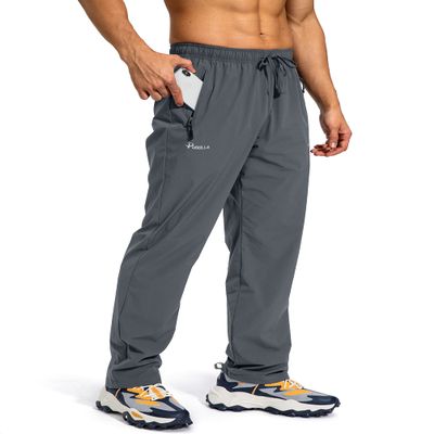 Pudolla Men's Workout Athletic Pants Elastic Waist Jogging Running Pants for Men with Zipper Pockets (Steel Grey 3XL)
