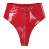 Loloda Women Shiny Wetlook PVC Leather High Waisted Booty Shorts Crotch Zipper Knickers Red Large view 1