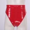 Loloda Women Shiny Wetlook PVC Leather High Waisted Booty Shorts Crotch Zipper Knickers Red Large view 4