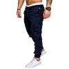 Regular Fit Pants Male Winter Breathable Straight Leg Pants Elasticated Waist Tactical with Pockets Soft Partys Plus Size Solid Cargo Mens A-Navy view 3