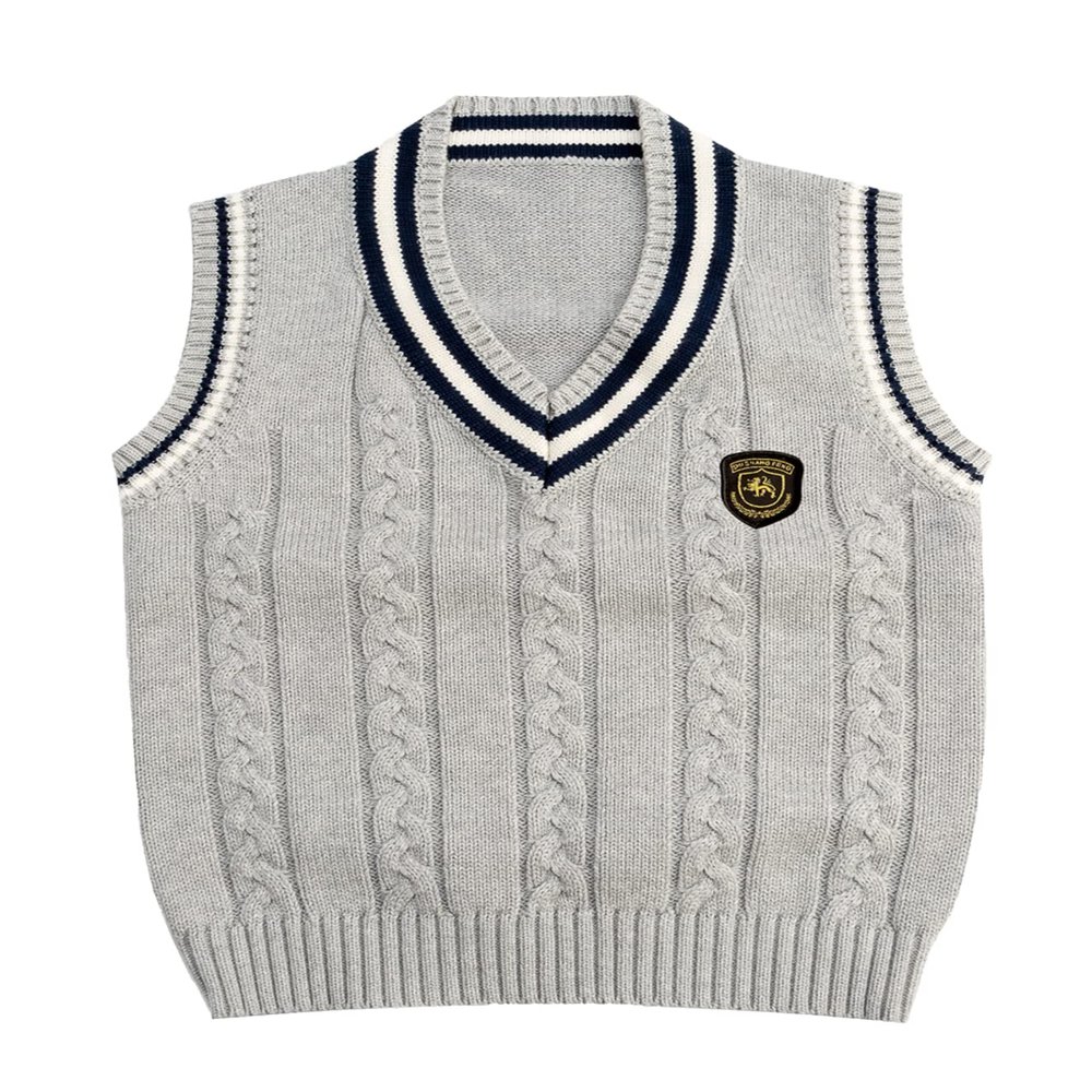 Yimutian Boys Girls V-Neck Knitted Sweater Vest School Uniform Kids Knit Sweater Vest Sleeveless Pullover Waistcoat Grey 4-5T