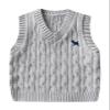 Yimutian Toddler Boys Girls V Neck Knitted Sweater Vest Kids Knitted Vest Cotton Embroidery Doggy Pattern Knitwear Jumpers Grey 4-5T view 1
