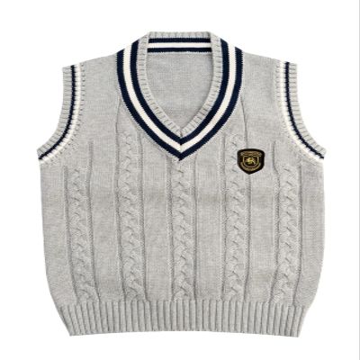 Yimutian Boys Girls V-Neck Knitted Sweater Vest School Uniform Kids Knit Sweater Vest Sleeveless Pullover Waistcoat Grey 7-8 Years