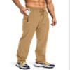 Pudolla Men's Workout Athletic Pants Elastic Waist Jogging Running Pants for Men with Zipper Pockets (Deep Khaki Large) view 1