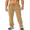 Pudolla Men's Workout Athletic Pants Elastic Waist Jogging Running Pants for Men with Zipper Pockets (Deep Khaki Large) view 2